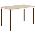 Table de r�union modulable rectangle - l. 140 x p. 70 cm - plateau ch�ne - pieds brun