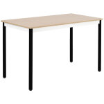 Table de runion modulable rectangle - l. 140 x p. 70 cm - plateau chne - pieds noir