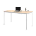 Table de runion modulable rectangle - l. 140 x p. 70 cm - plateau erable - pieds blanc