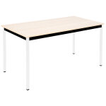 Table de r�union modulable rectangle - l. 140 x p. 70 cm - plateau erable - pieds blanc
