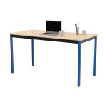 Table de runion modulable rectangle - l. 140 x p. 70 cm - plateau erable - pieds bleu
