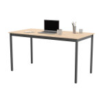 Table de runion modulable rectangle - l. 140 x p. 70 cm - plateau erable - pieds gris