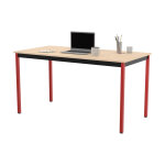 Table de runion modulable rectangle - l. 140 x p. 70 cm - plateau erable - pieds rouge