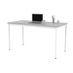Table de r�union modulable rectangle - l. 140 x p. 70 cm - plateau gris - pieds blanc