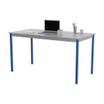 Table de r�union modulable rectangle - l. 140 x p. 70 cm - plateau gris - pieds bleu