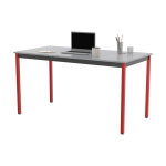 Table de r�union modulable rectangle - l. 140 x p. 70 cm - plateau gris - pieds rouge