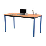 Table de r�union modulable rectangle - l. 140 x p. 70 cm - plateau h�tre - pieds bleu