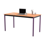 Table de réunion modulable rectangle - l. 140 x p. 70 cm - plateau hêtre - pieds prune Table de réunion modulable rectangle - l. 140 x p. 70 cm - plateau hêtre - pieds prune