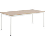 Table de runion modulable rectangle - l. 160 x p. 80 cm - plateau chne - pieds blanc
