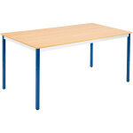 Table de runion modulable rectangle - l. 160 x p. 80 cm - plateau chne - pieds bleu