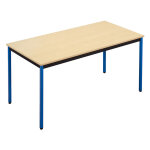 Table de runion modulable rectangle - l. 160 x p. 80 cm - plateau erable - pieds bleu