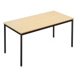 Table de runion modulable rectangle - l. 160 x p. 80 cm - plateau erable - pieds noir