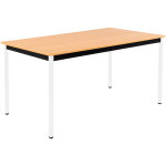 Table de r�union modulable rectangle - l. 160 x p. 80 cm - plateau h�tre - pieds blanc