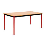 Table de r�union modulable rectangle - l. 160 x p. 80 cm - plateau h�tre - pieds rouge
