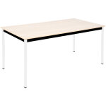 Table de runion modulable rectangle - l. 180 x p. 80 cm - plateau erable - pieds blanc