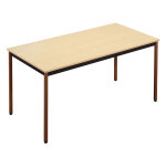 Table de runion modulable rectangle - l. 180 x p. 80 cm - plateau erable - pieds brun