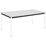 Table de r�union modulable rectangle - l. 180 x p. 80 cm - plateau gris - pieds blanc