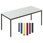 Table de r�union modulable rectangle - l. 180 x p. 80 cm - plateau gris - pieds rouge