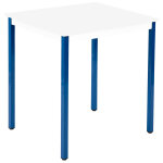 Table de r�union modulable rectangle - l. 70 x p. 60 cm - plateau blanc - pieds bleu