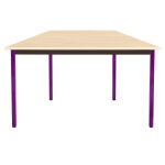 Table de runion modulable trapze - l. 120 x p. 60 cm - plateau erable - pieds prune