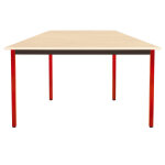 Table de runion modulable trapze - l. 120 x p. 60 cm - plateau erable - pieds rouge