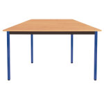 Table de r�union modulable trap�ze - l. 120 x p. 60 cm - plateau h�tre - pieds bleu