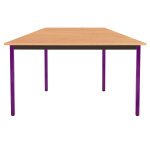 Table de r�union modulable trap�ze - l. 120 x p. 60 cm - plateau h�tre - pieds prune