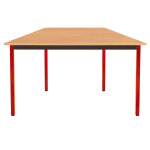 Table de r�union modulable trap�ze - l. 120 x p. 60 cm - plateau h�tre - pieds rouge