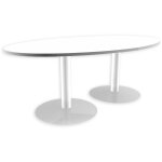 Table de runion ovale l. 200 x p. 120 cm - plateau blanc - pieds tulipe blanc