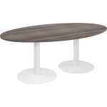 Table de runion ovale l. 200 x p. 120 cm - plateau cdre - pieds tulipe blanc