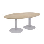Table de runion ovale l. 200 x p. 120 cm - plateau chne - pieds tulipe aluminium