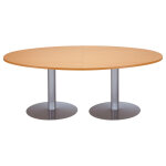 Table de runion ovale l. 200 x p. 120 cm - plateau htre - pieds tulipe aluminium