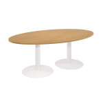 Table de runion ovale l. 200 x p. 120 cm - plateau htre - pieds tulipe blanc
