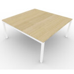 Table de r�union plateau carr� - gamme arche - l. 140 x p. 140 x h. 72 cm - plateau ch�ne - pieds blanc ...