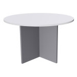 Table de runion ronde 120 cm activity pied croix pleins aluminium - plateau blanc
