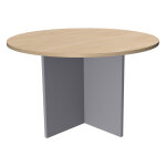 Table de runion ronde 120 cm activity pied croix pleins aluminium - plateau chne clair