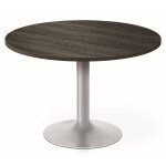 Table de réunion ronde moka Ø 100 cm - plateau chêne café - pied blanc Table de réunion ronde moka Ø 100 cm - plateau chêne café - pied blanc