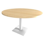 Table de réunion ronde moka Ø 100 cm - plateau chêne clair - pied blanc Table de réunion ronde moka Ø 100 cm - plateau chêne clair - pied blanc