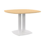 Table de r�union vitaly � 115 cm - plateau ch�ne - double pi�tement blanc