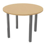 Table ronde 100 cm - 4 pieds m�tal aluminium - plateau h�tre