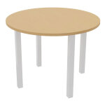 Table ronde 100 cm - 4 pieds m�tal blanc - plateau h�tre