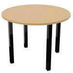 Table ronde 100 cm - 4 pieds m�tal noir - plateau h�tre