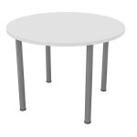 Table ronde 100 cm - 4 pieds tube aluminium - plateau blanc