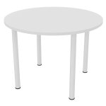 Table ronde 100 cm - 4 pieds tube blanc - plateau blanc Table ronde 100 cm - 4 pieds tube blanc - plateau blanc