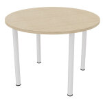 Table ronde 100 cm - 4 pieds tube blanc - plateau chêne Table ronde 100 cm - 4 pieds tube blanc - plateau chêne