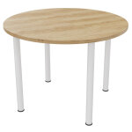 Table ronde 100 cm - 4 pieds tube blanc - plateau ch�ne nebraska