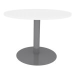 Table ronde 100 cm blanc pieds tulipe alu