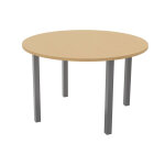 Table ronde 120 cm - 4 pieds m�tal aluminium - plateau h�tre