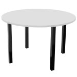 Table ronde 120 cm - 4 pieds mtal noir - plateau blanc