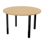 Table ronde 120 cm - 4 pieds mtal noir - plateau htre